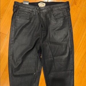 L'AGENCE woman’s coatedSlim Black Jeans coated
